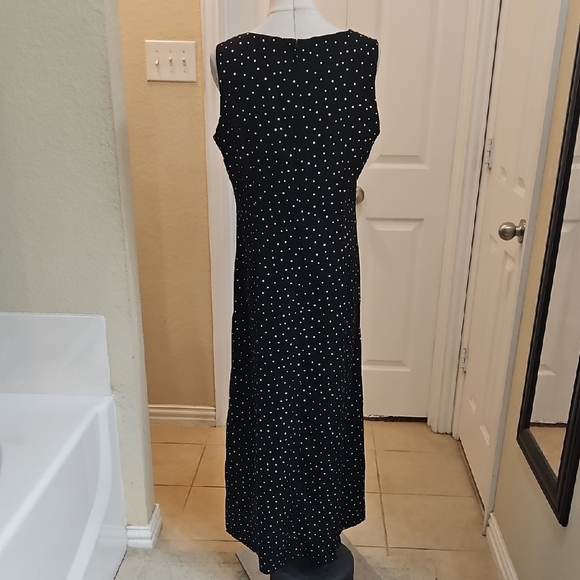 Studio I Sleeveless Black Maxi Dress with White Dots Size 10 - Picture 6 of 8